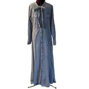 Maxi dress unbranded button front cotton blend striped size XL
